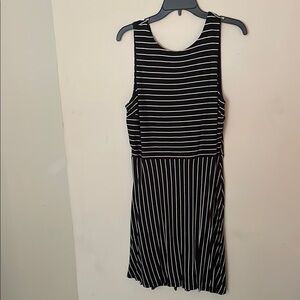 LOFT Black and White Striped Mini Dress